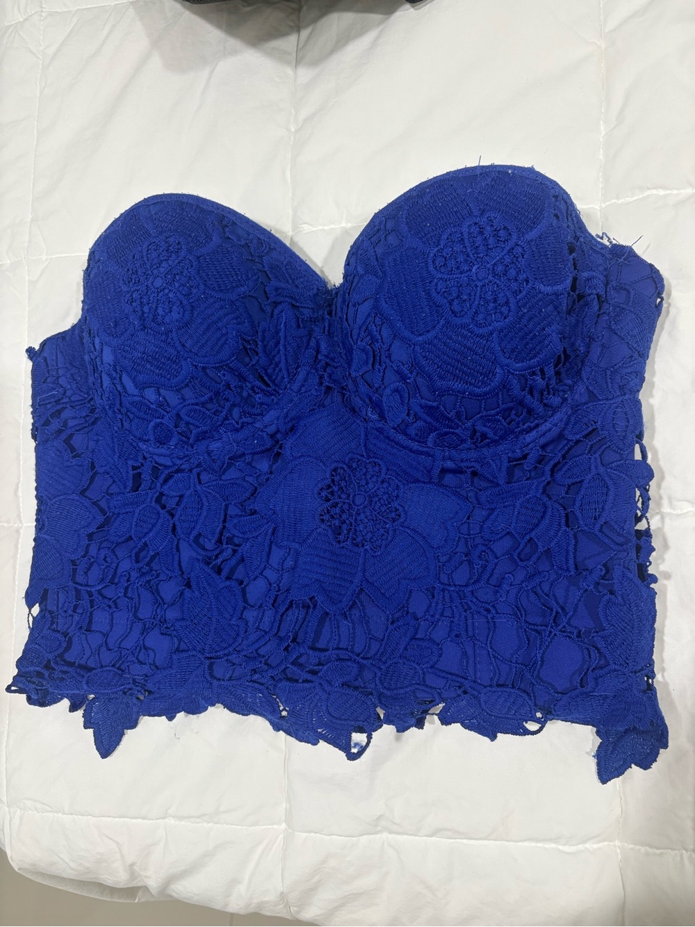 Strapless Lace Bustier Bandeau - Cobalt Blue